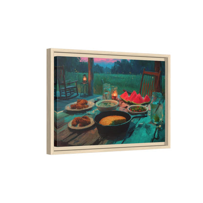 Impressionist Farmhouse Wall Art – natural wood framed canvas