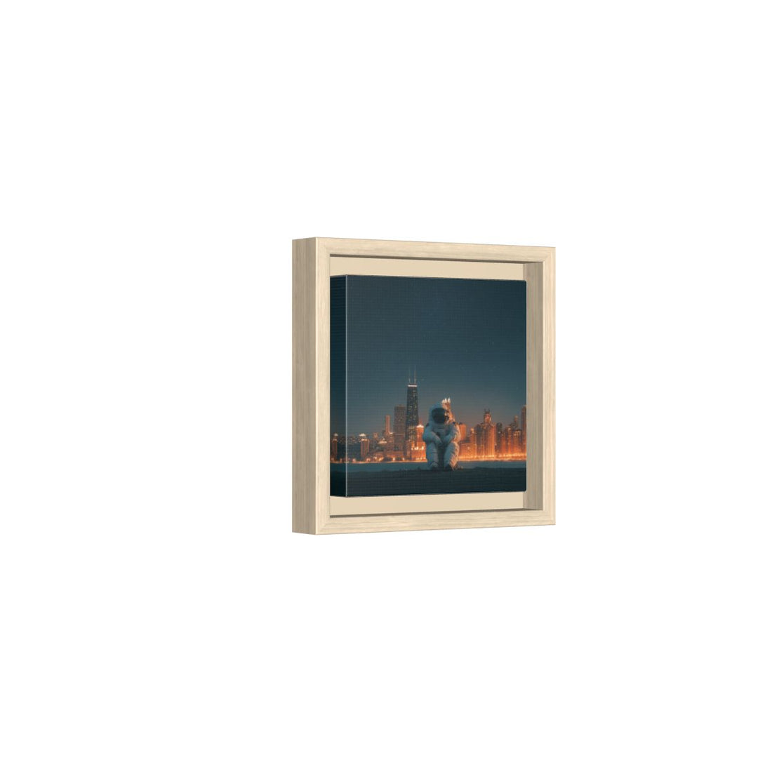 Astronaut Urban Canvas Wall Art – natural wood framed canvas