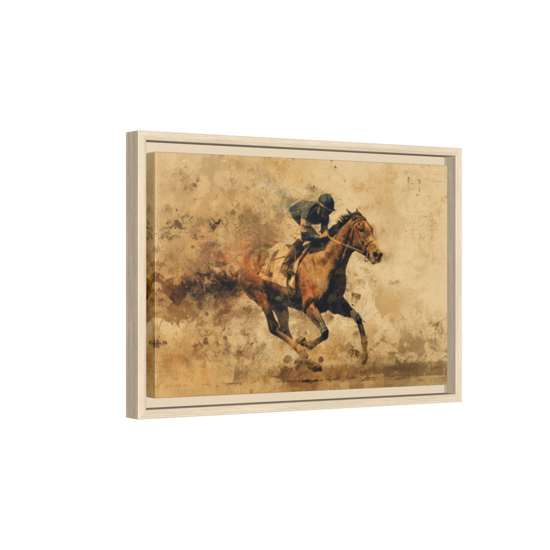 Racing Horse Canvas Print – natural wood framed canvas