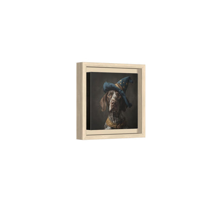 German Shorthaired Pointer Wizard Hat Canvas Wall Art Print – natural wood framed canvas