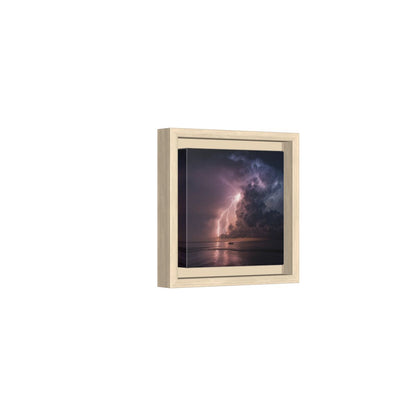 Lightning Storm Canvas Wall Art – natural wood framed canvas