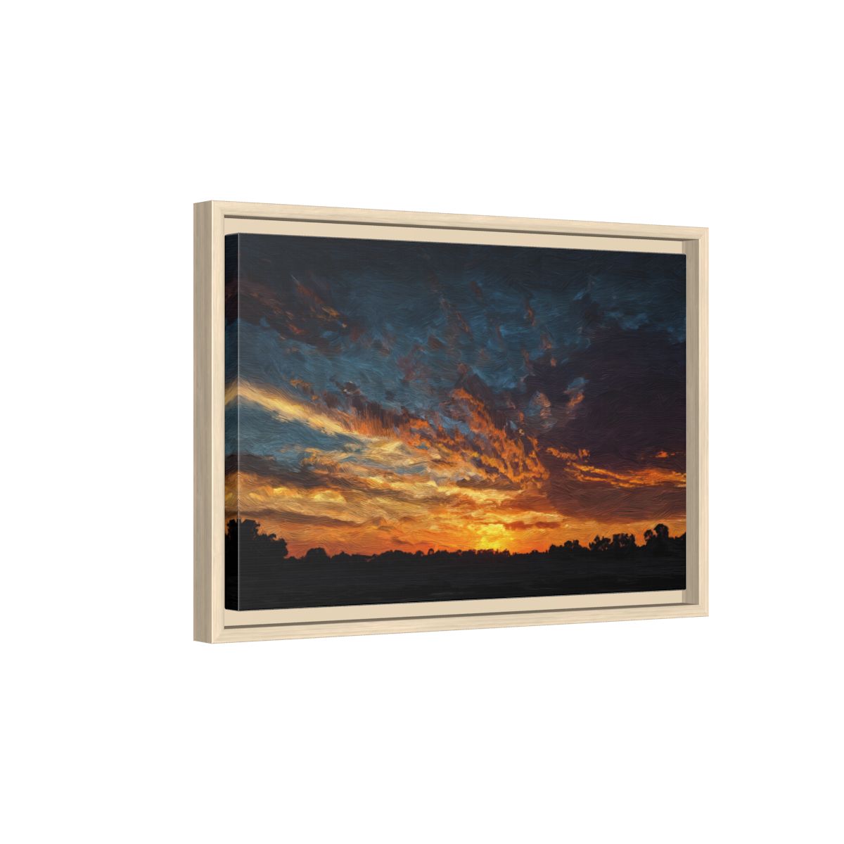 Dramatic Sunset Sky Canvas Print – natural wood framed canvas