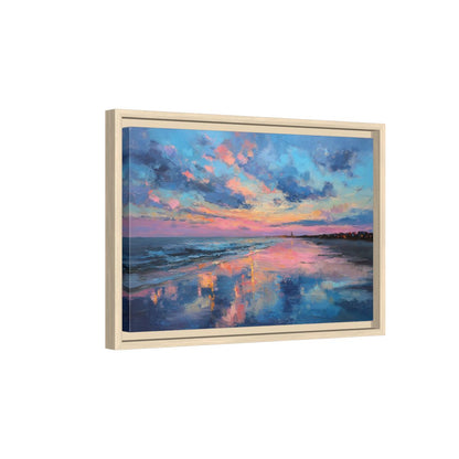 Cape Cod Beach Canvas Art – natural wood framed canvas