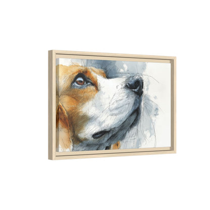 Beagle Portrait Canvas Print – natural wood framed canvas