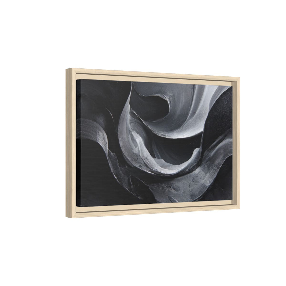 Abstract Monochrome Figure Wall Art – natural wood framed canvas