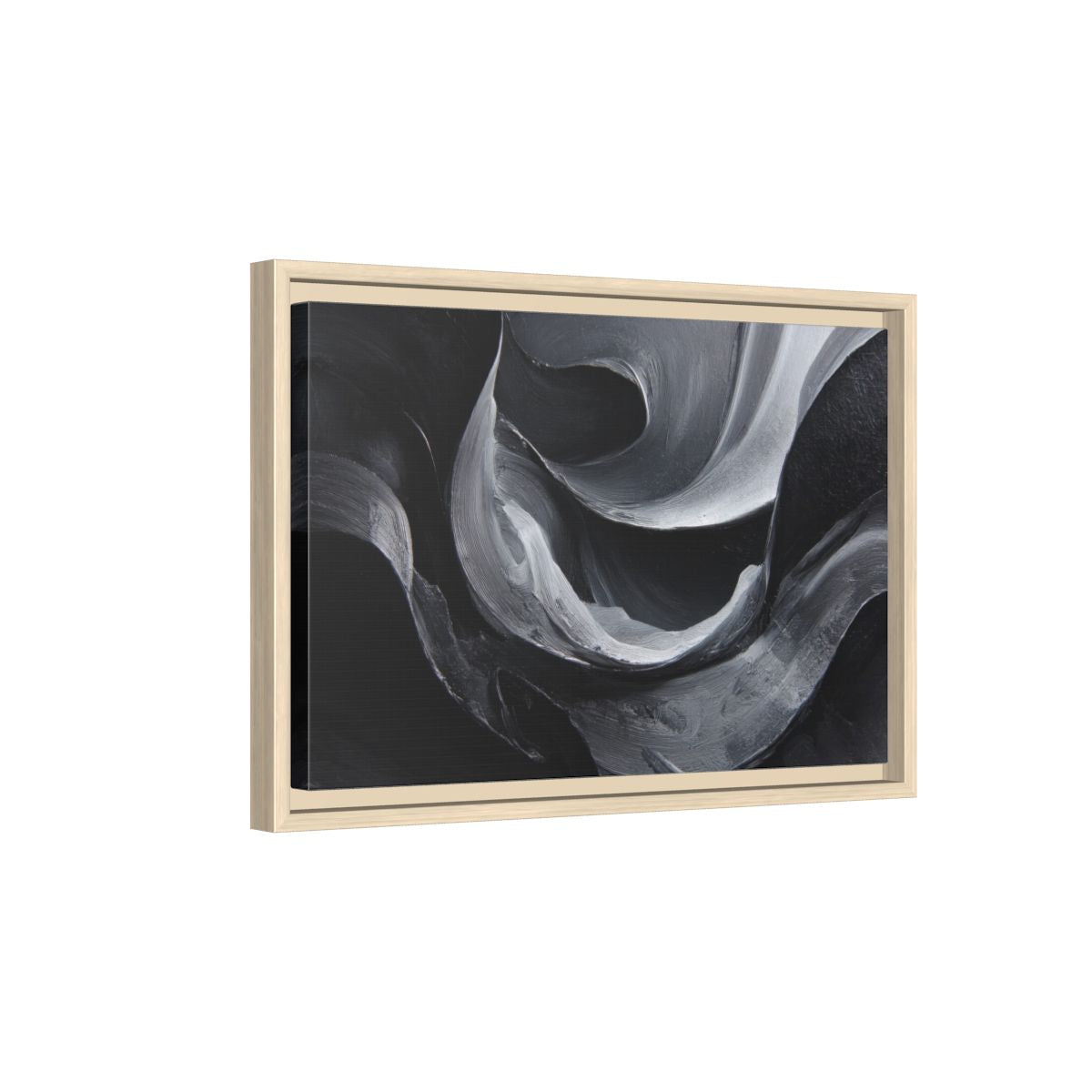 Abstract Monochrome Figure Wall Art – natural wood framed canvas
