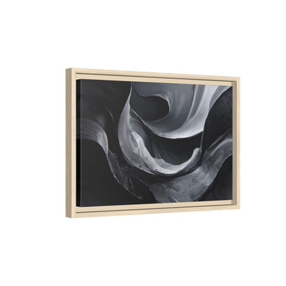 Abstract Monochrome Figure Wall Art – natural wood framed canvas