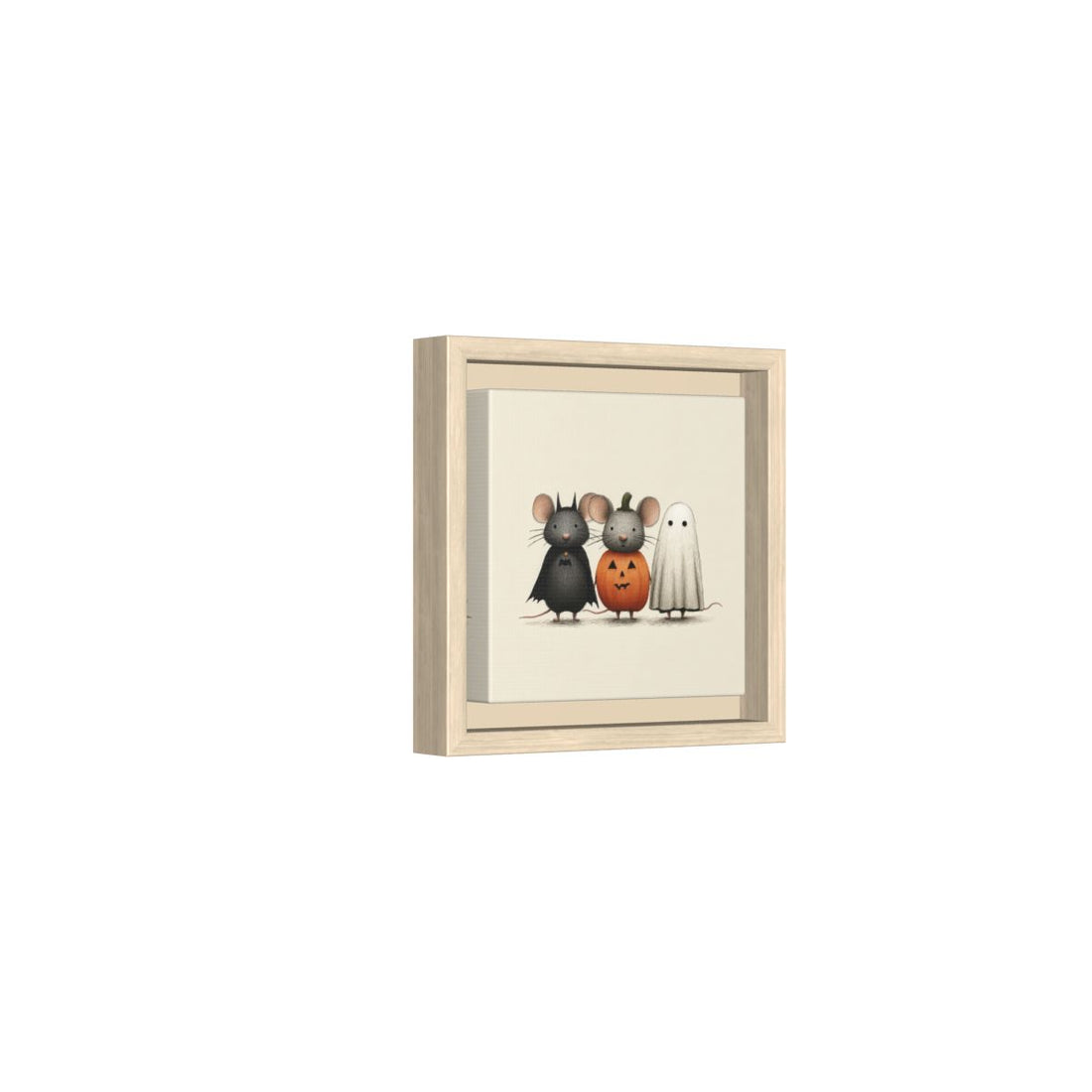 Halloween Mice Wall Art – natural wood framed canvas