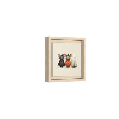 Halloween Mice Wall Art – natural wood framed canvas
