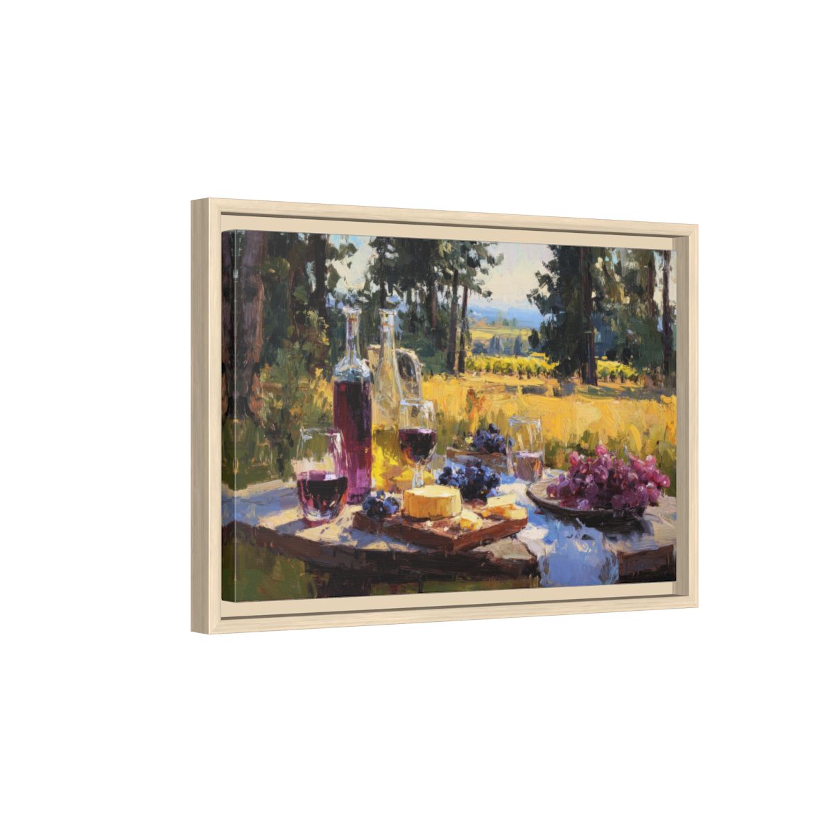 Oregon Vineyard Canvas Art – natural wood framed canvas