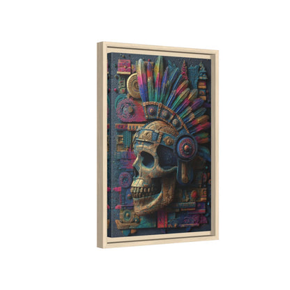 Mexican Sugar Skull Canvas Wall Art – natural wood framed canvas