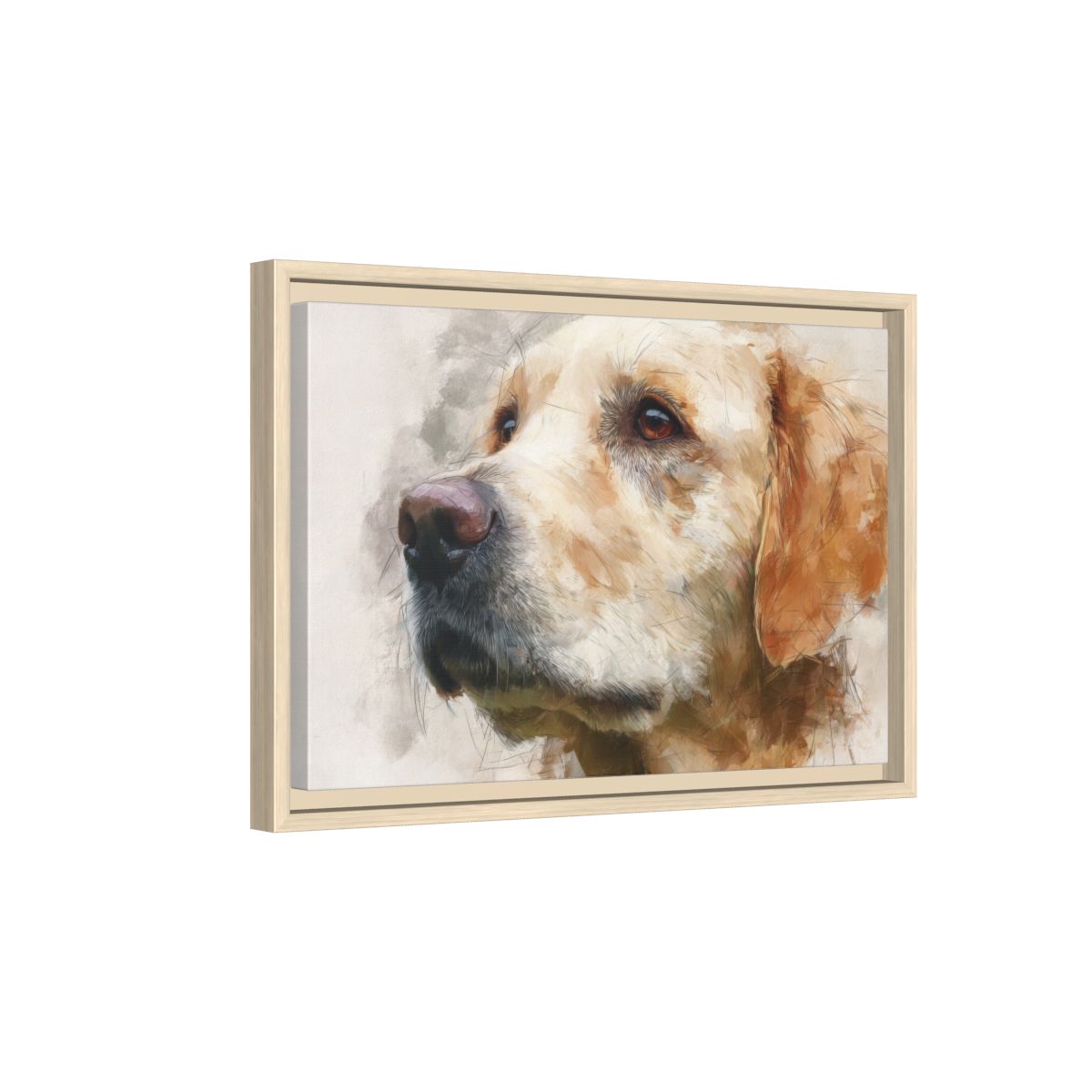 Golden Retriever Portrait Canvas Art – natural wood framed canvas