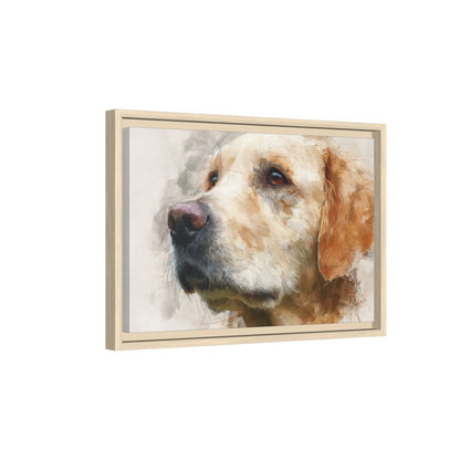 Golden Retriever Portrait Canvas Art – natural wood framed canvas
