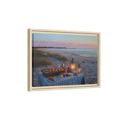 Cape Cod Beach Canvas Art – natural wood framed canvas