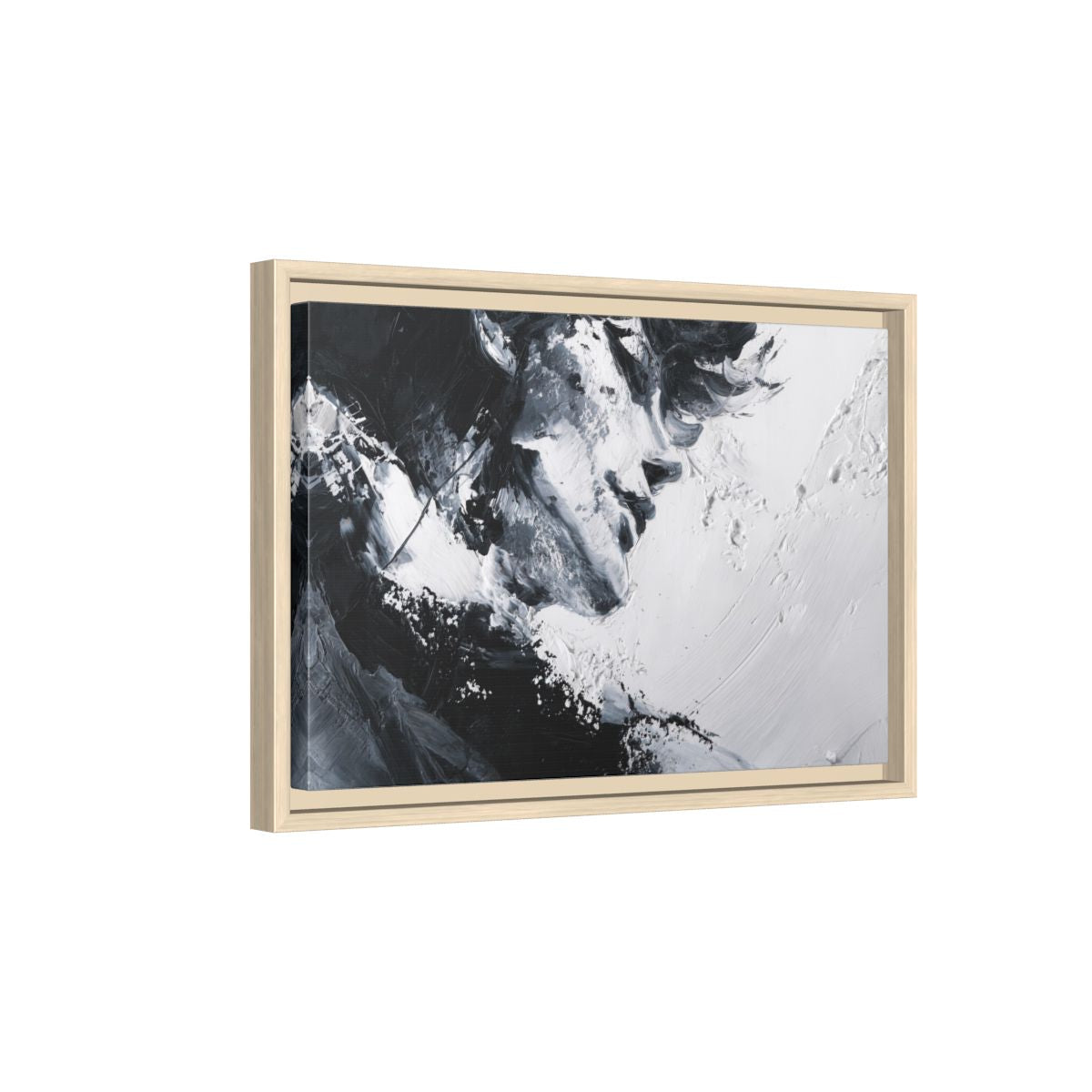 Abstract Intimate Couple Wall Art – natural wood framed canvas