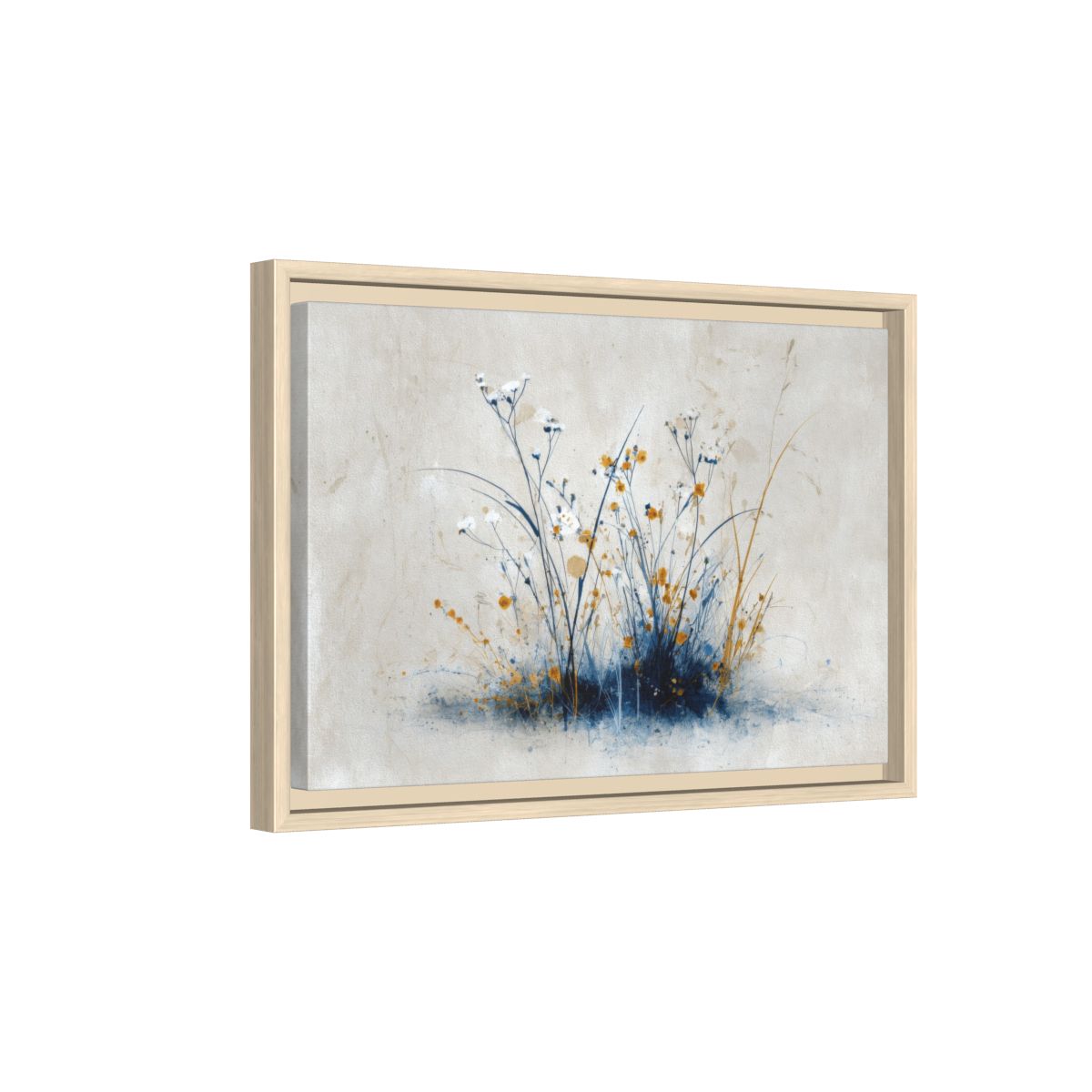 Abstract Botanical Canvas Wall Art – natural wood framed canvas