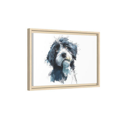 Portuguese Water Dog Canvas Wall Art – natural wood framed canvas
