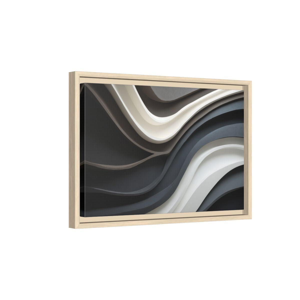 Abstract Sculptural Wall Art – natural wood framed canvas