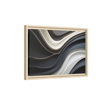 Abstract Sculptural Wall Art – natural wood framed canvas