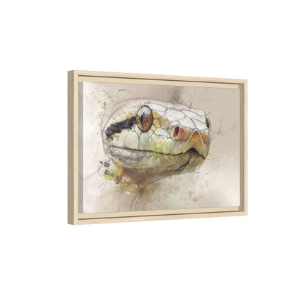 Snake Portrait Canvas Wall Art – natural wood framed canvas