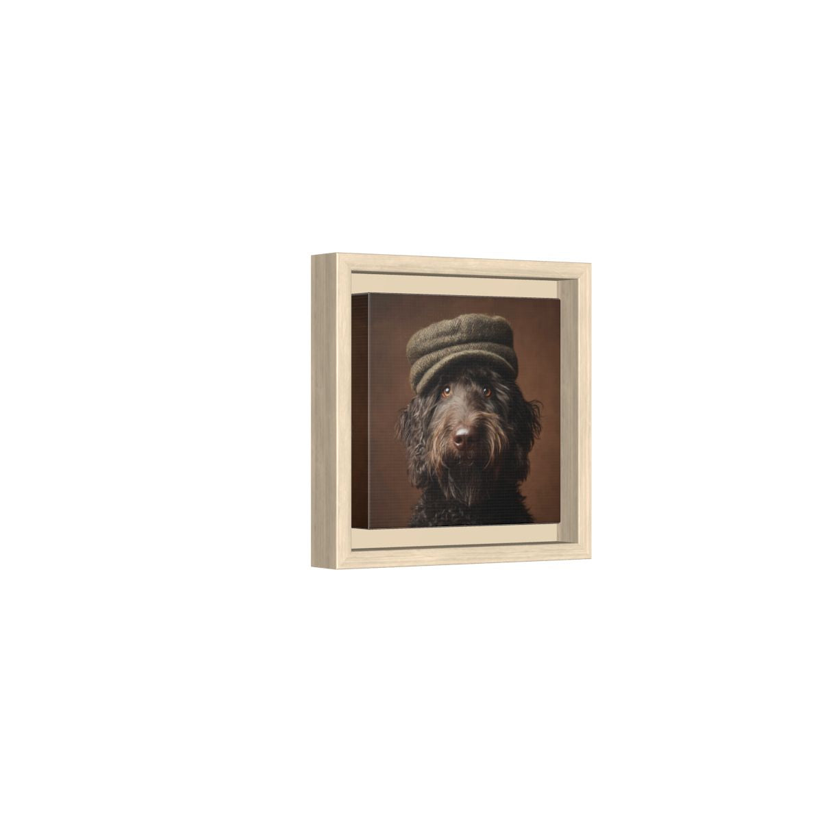 Labradoodle Dog Portrait Canvas Print – natural wood framed canvas