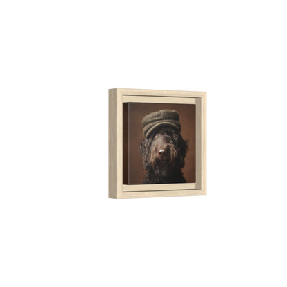 Labradoodle Dog Portrait Canvas Print – natural wood framed canvas