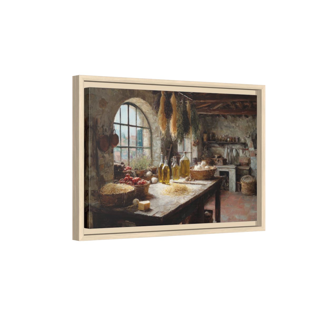 Tuscan Kitchen Canvas Art – natural wood framed canvas