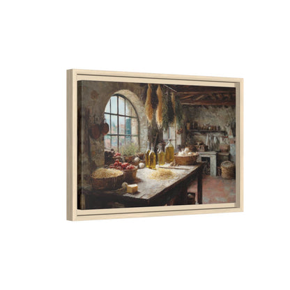 Tuscan Kitchen Canvas Art – natural wood framed canvas