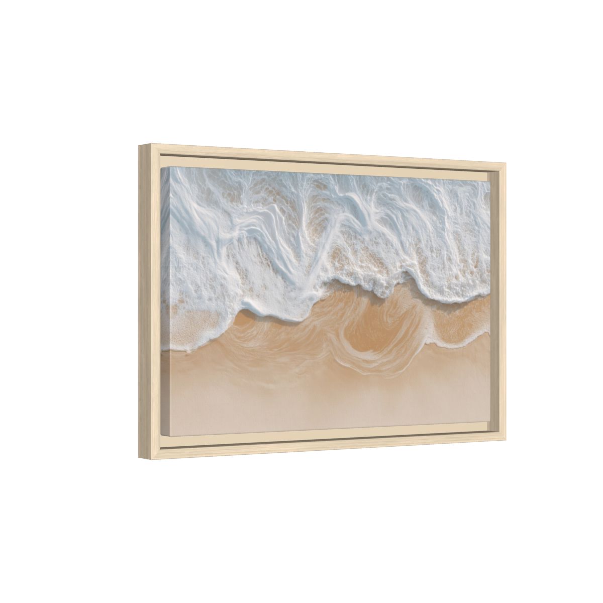 Aerial Ocean Waves Canvas Print – natural wood framed canvas