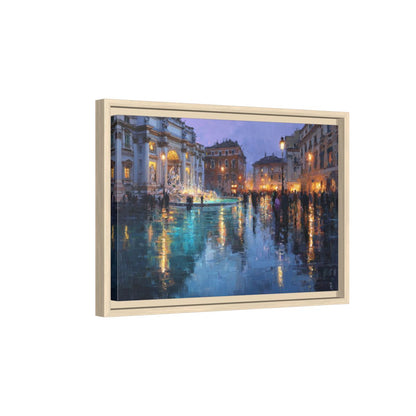 Trevi Fountain Canvas Print – natural wood framed canvas