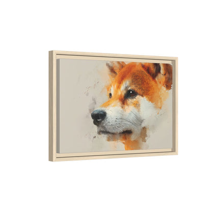 Shiba Inu Dog Portrait Canvas Wall Art – natural wood framed canvas