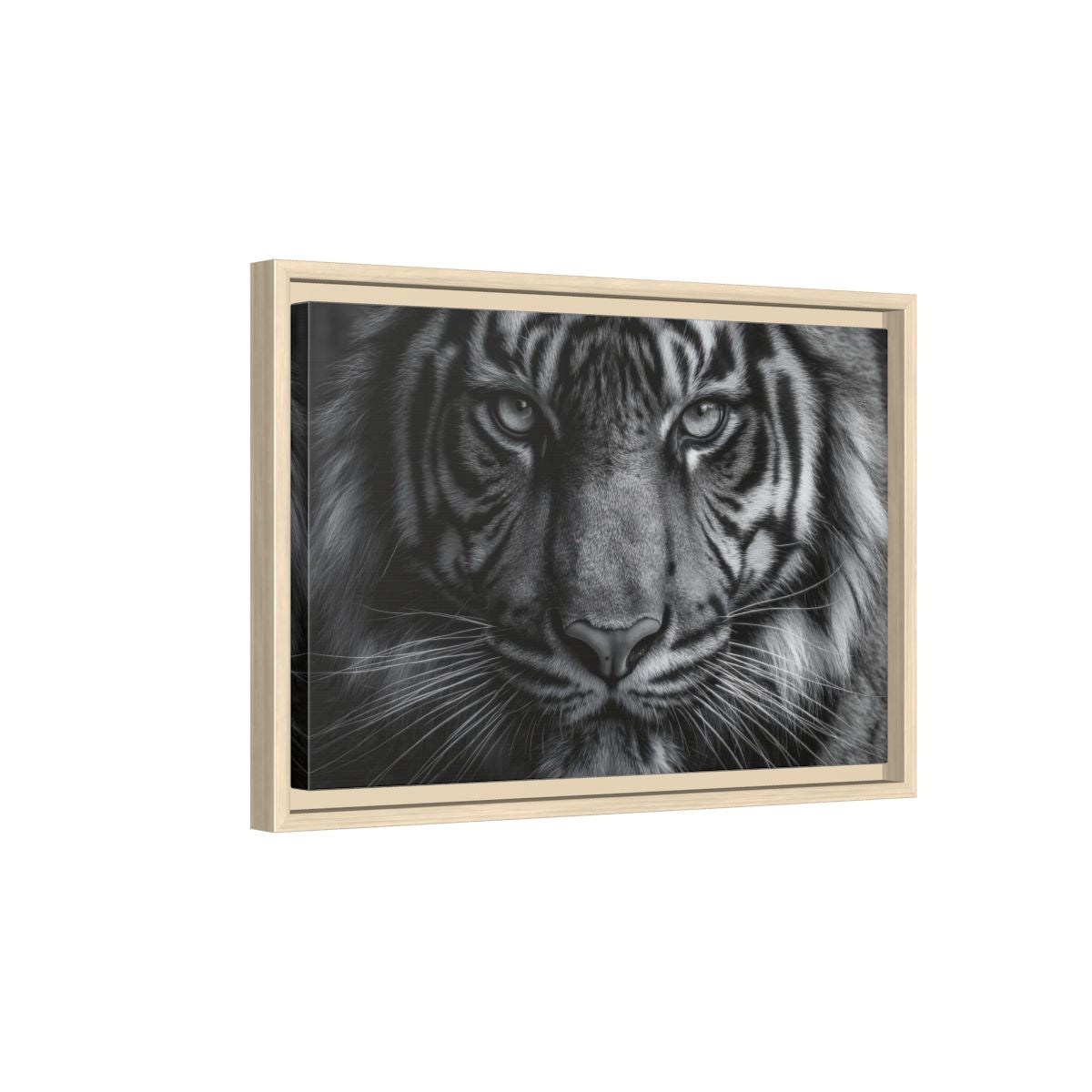 Bengal Tiger Portrait Canvas Art – natural wood framed canvas