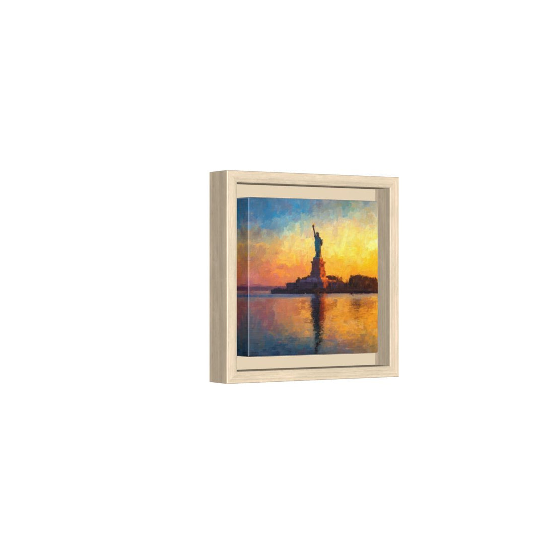 Statue of Liberty Sunrise Canvas Print – natural wood framed canvas