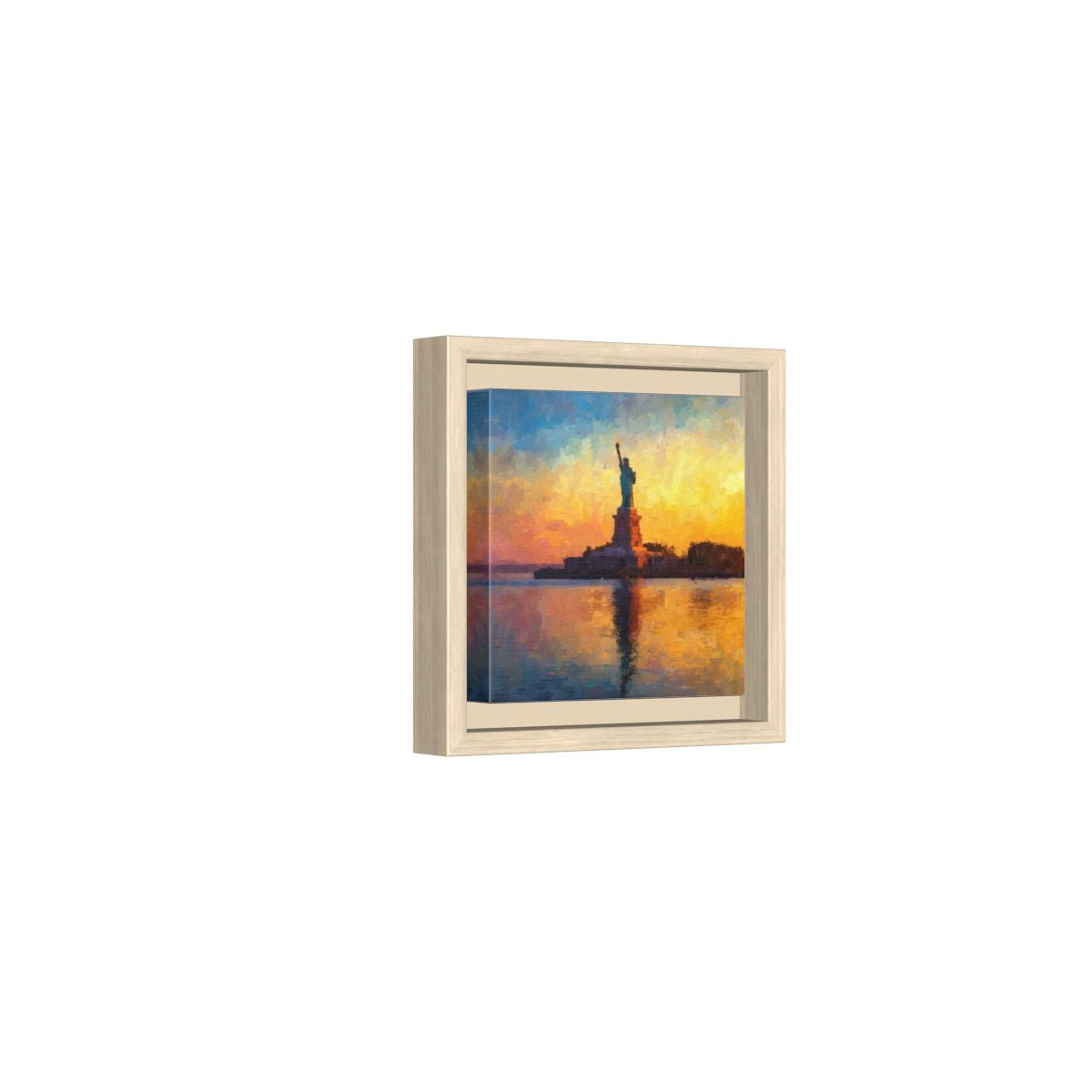 Statue of Liberty Sunrise Canvas Print – natural wood framed canvas