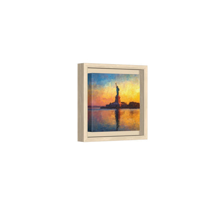 Statue of Liberty Sunrise Canvas Print – natural wood framed canvas