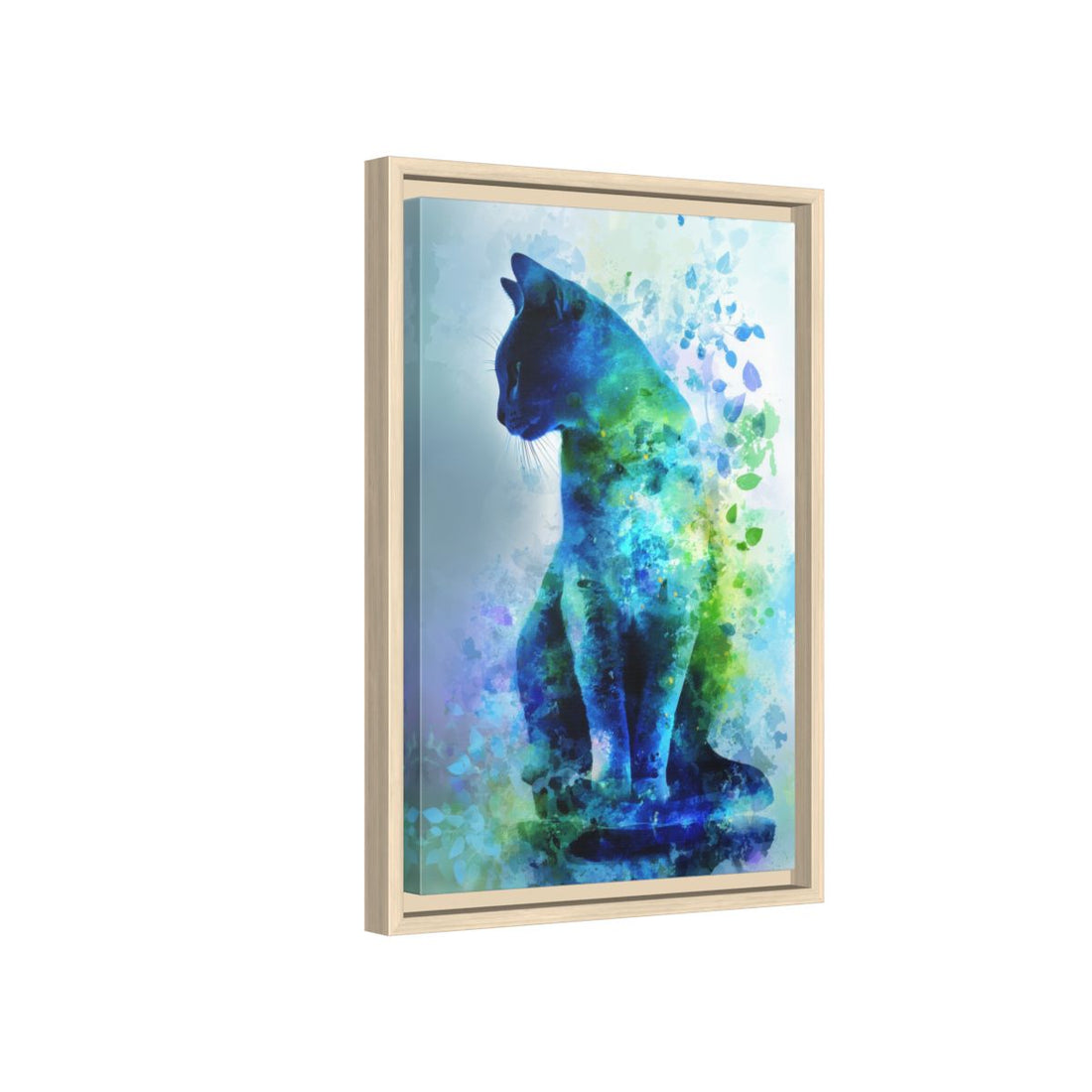 Russian Blue Cat Canvas Print – natural wood framed canvas