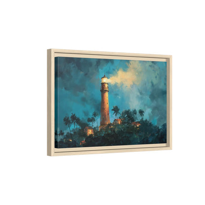 Lighthouse Canvas Wall Art – natural wood framed canvas