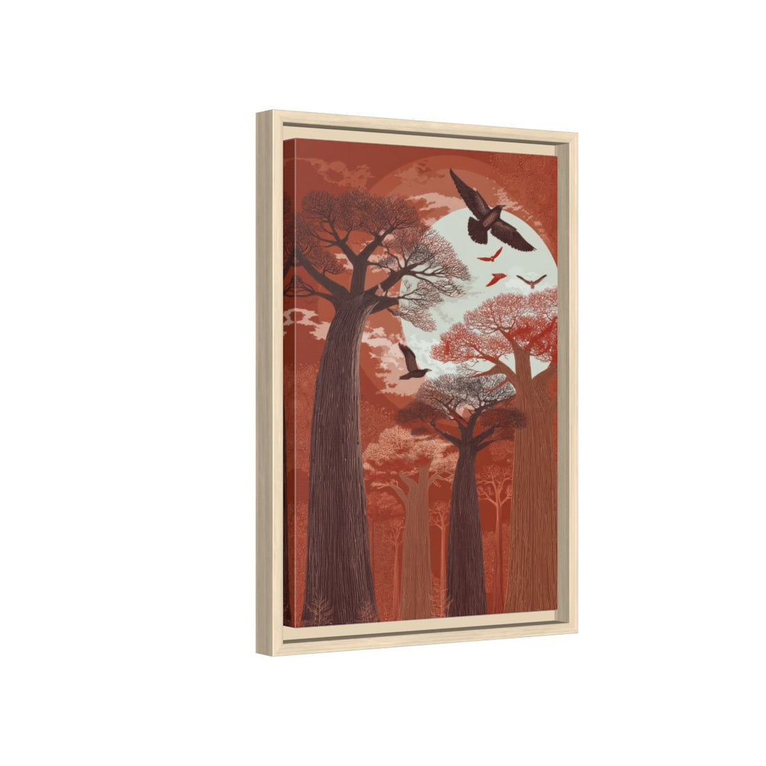 Baobab Tree Forest Canvas Wall Art – natural wood framed canvas