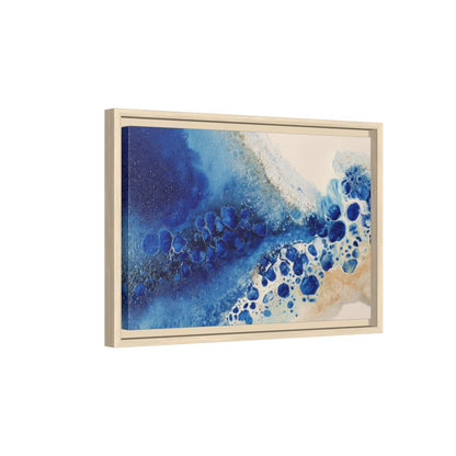 Abstract Blue Canvas Wall Art – natural wood framed canvas