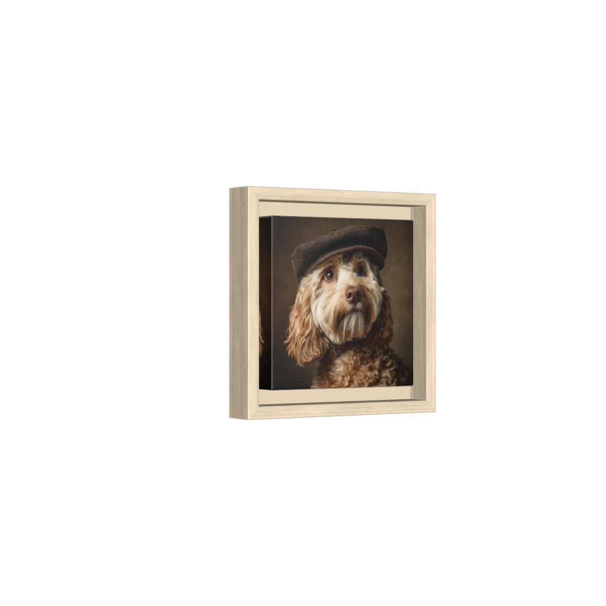 Cockapoo Dog Canvas Print – natural wood framed canvas
