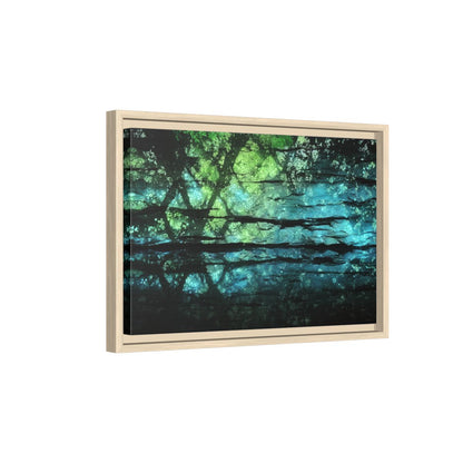 Illuminated Cave Wall Art – natural wood framed canvas