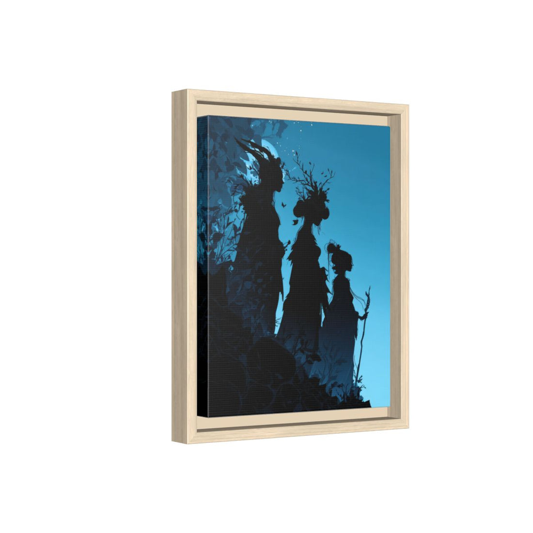 The Fates Silhouette Canvas Art – natural wood framed canvas