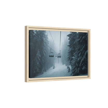Winter Ski Lift Canvas Wall Art – natural wood framed canvas