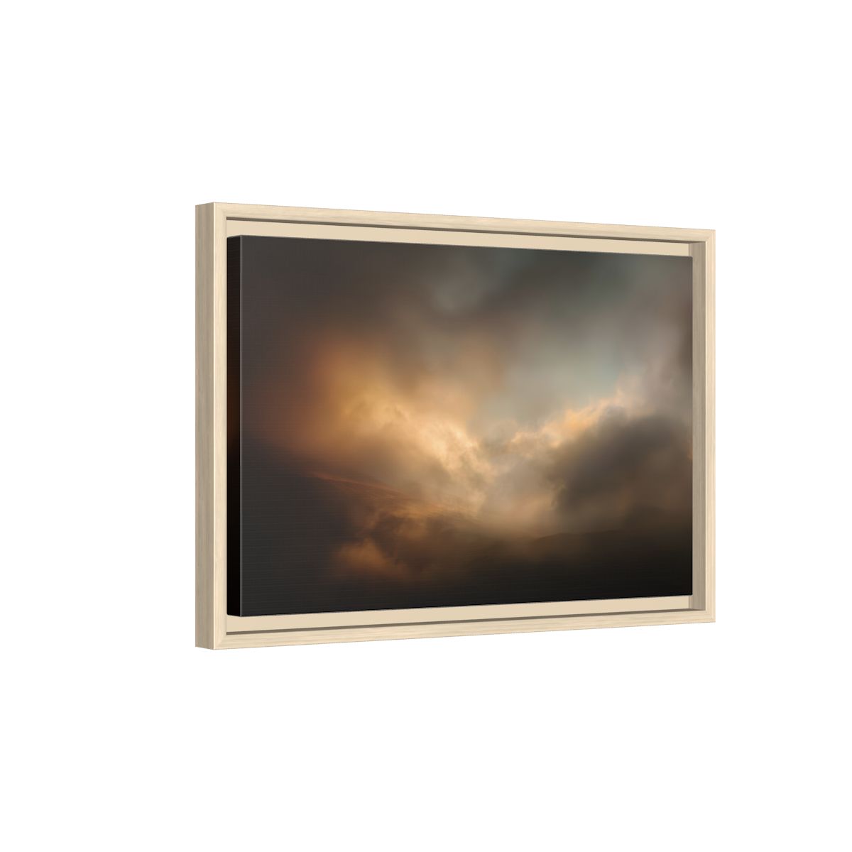 Moody Sky Abstract Canvas Wall Art – natural wood framed canvas