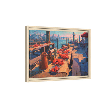 Chesapeake Bay Crab Feast Canvas Art – natural wood framed canvas