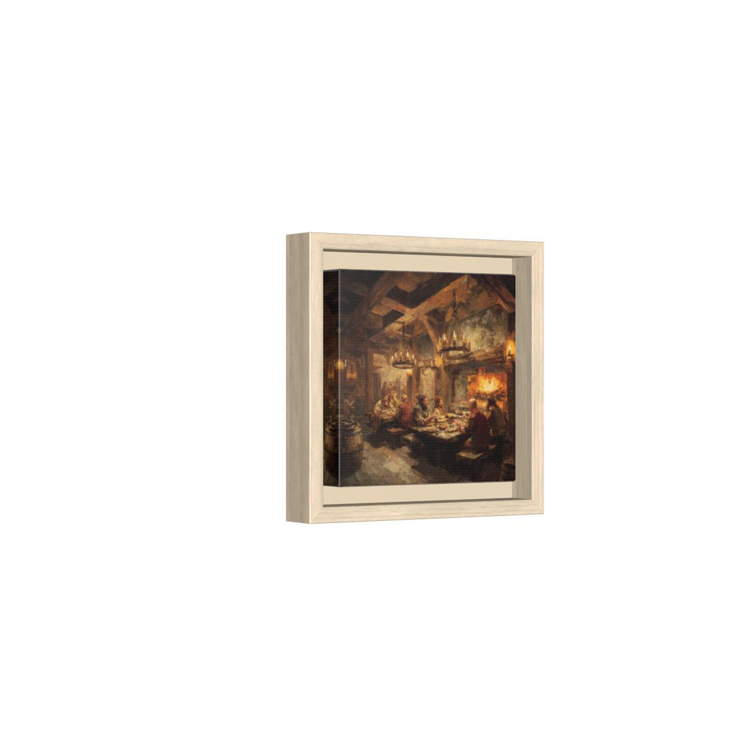 Medieval Tavern Canvas Print – natural wood framed canvas