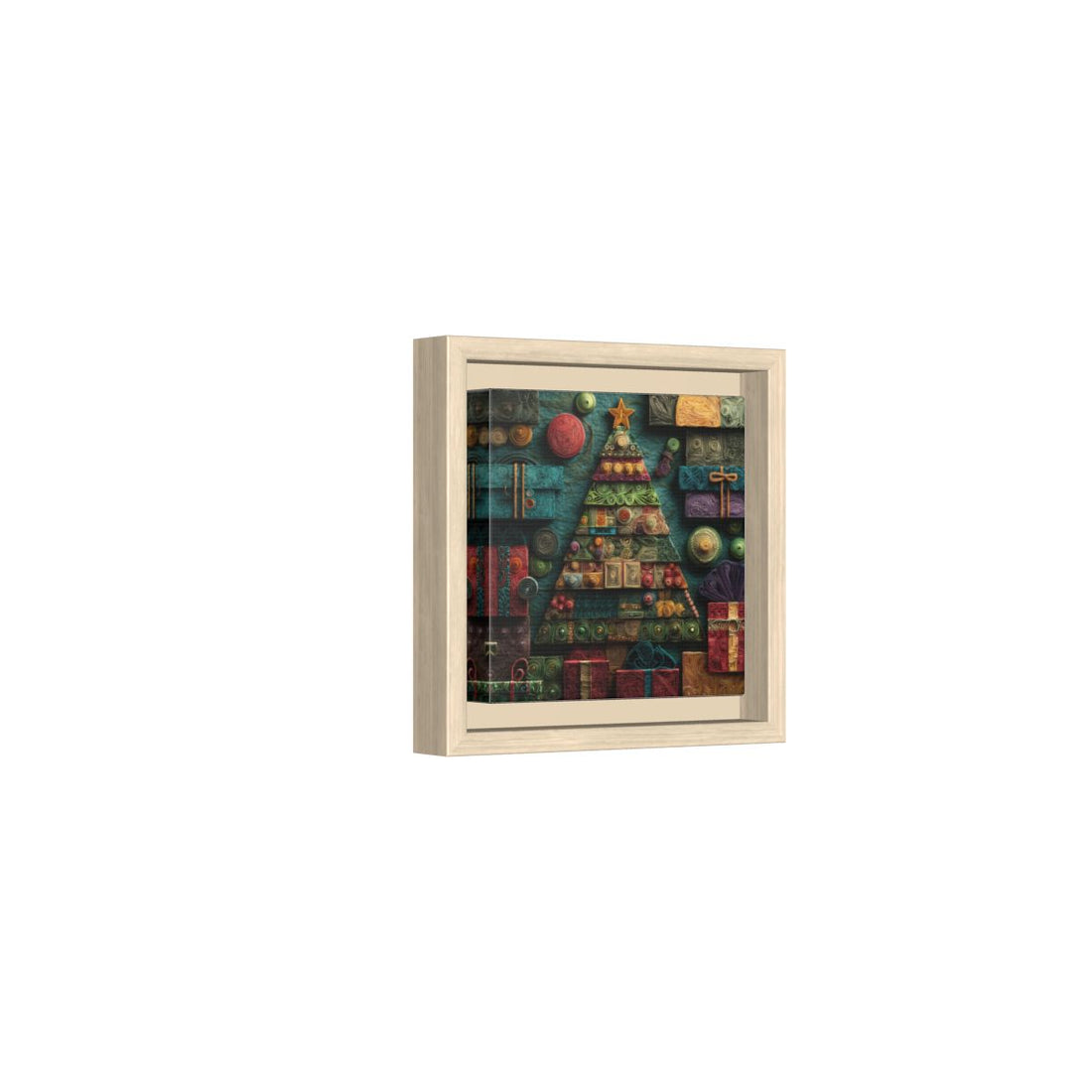 Christmas Tree Wall Art – natural wood framed canvas