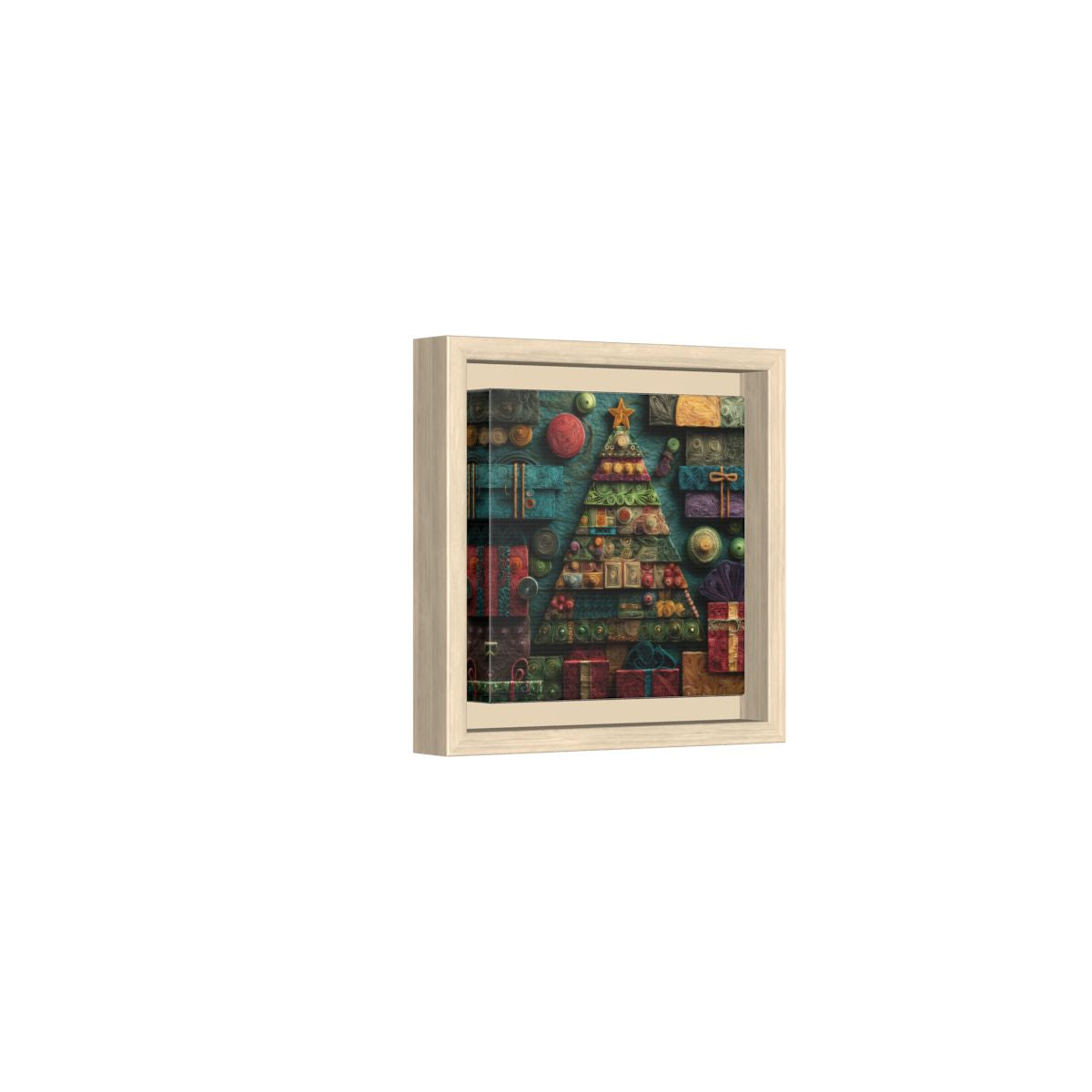 Christmas Tree Wall Art – natural wood framed canvas