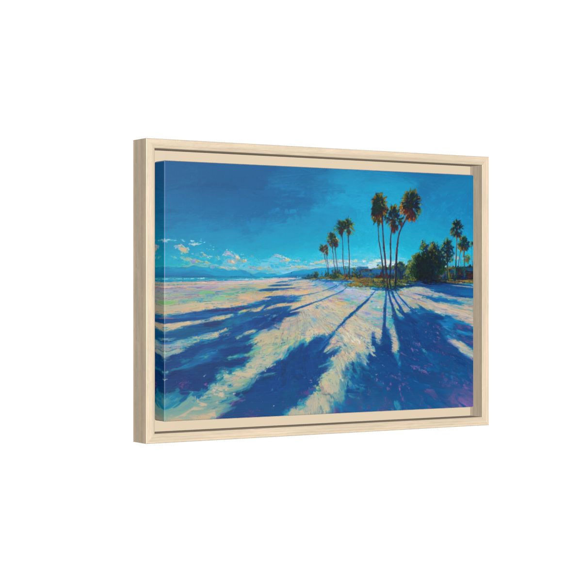 Palm Tree Shadow Canvas Art – natural wood framed canvas