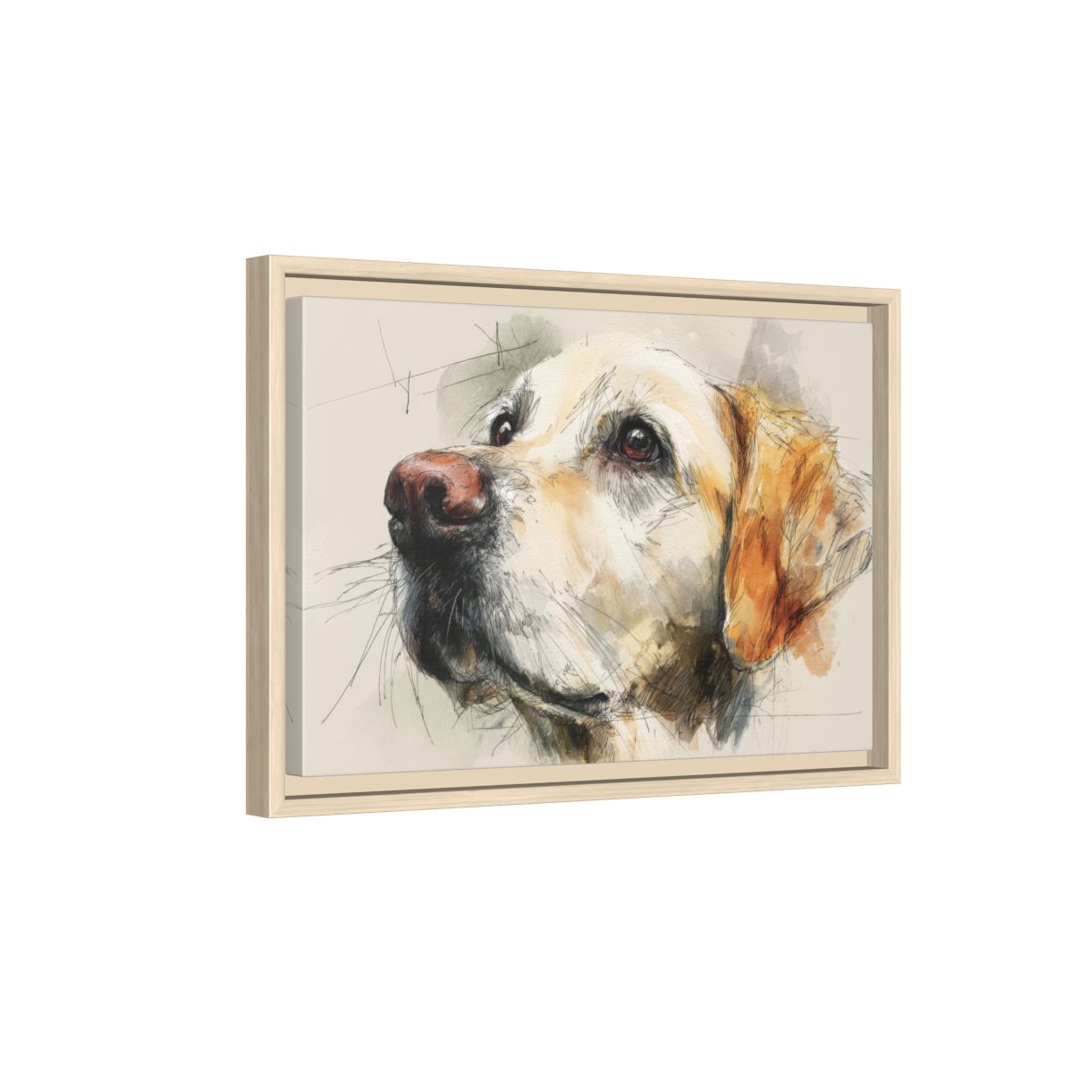Golden Retriever Canvas Wall Art – natural wood framed canvas